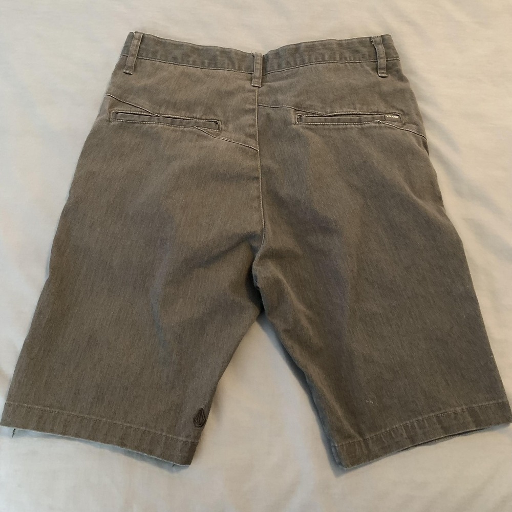 Volcom Shorts Mens 32 Gray Chino Walk Flat Front Casual Cotton‎ Blend Logo - Picture 7 of 9